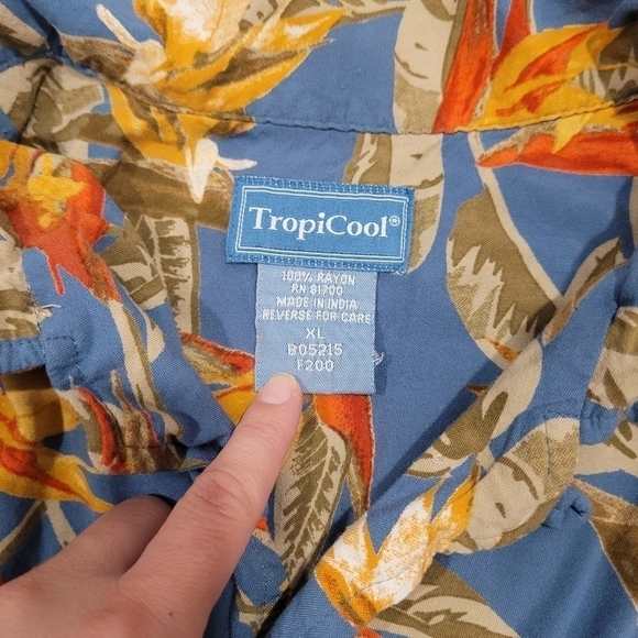 Tropicool Men's Rayon Tropical Hawaiian Button Up Short Sleeve Shirt Size XL - Picture 2 of 4